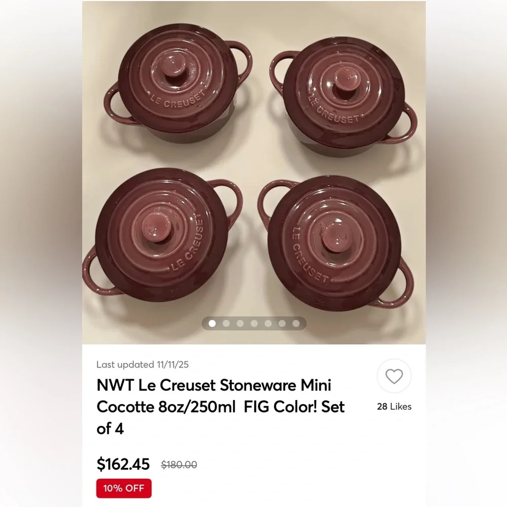 LE CREUSET Mini Cocotte 4 Caribbean Blue + Cookbook (FINAL PRICE $139 0726